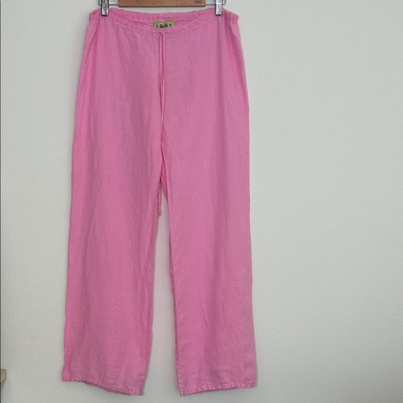 Vintage Juicy Couture Pink Linen Drawstring Pants Size L Y2K - Picture 1 of 11